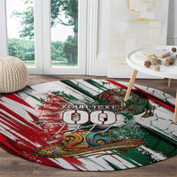 Personalized Mexico Football Ganadores Round Carpet Aztec Jaguar Cultural Heritage Soccer Art