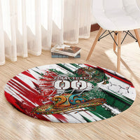Personalized Mexico Football Ganadores Round Carpet Aztec Jaguar Cultural Heritage Soccer Art