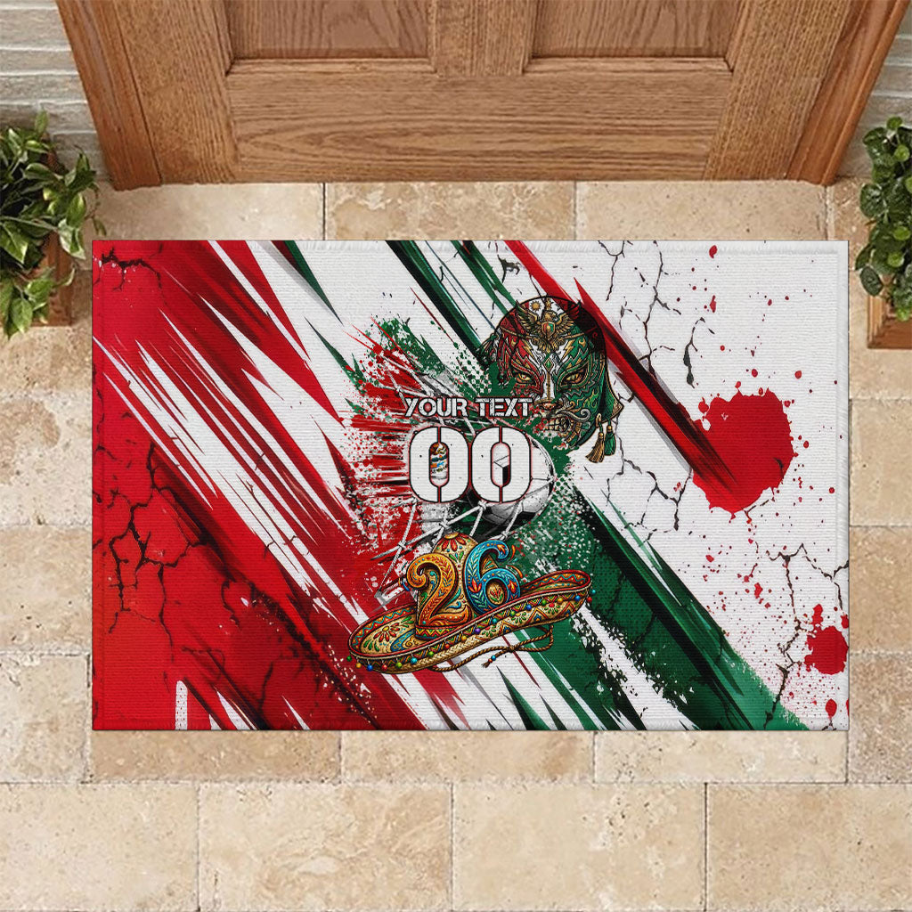 Personalized Mexico Football Ganadores Rubber Doormat Aztec Jaguar Cultural Heritage Soccer Art