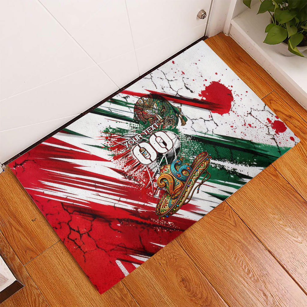 Personalized Mexico Football Ganadores Rubber Doormat Aztec Jaguar Cultural Heritage Soccer Art