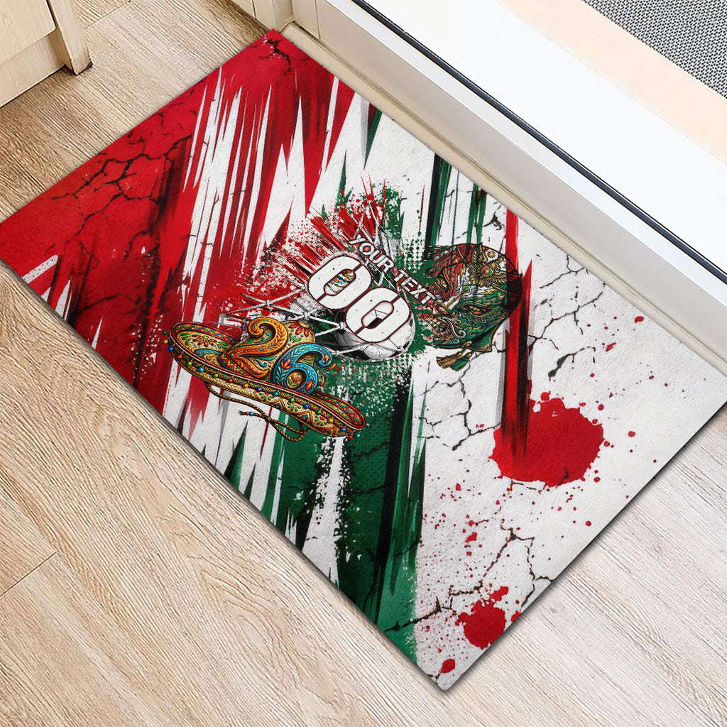 Personalized Mexico Football Ganadores Rubber Doormat Aztec Jaguar Cultural Heritage Soccer Art