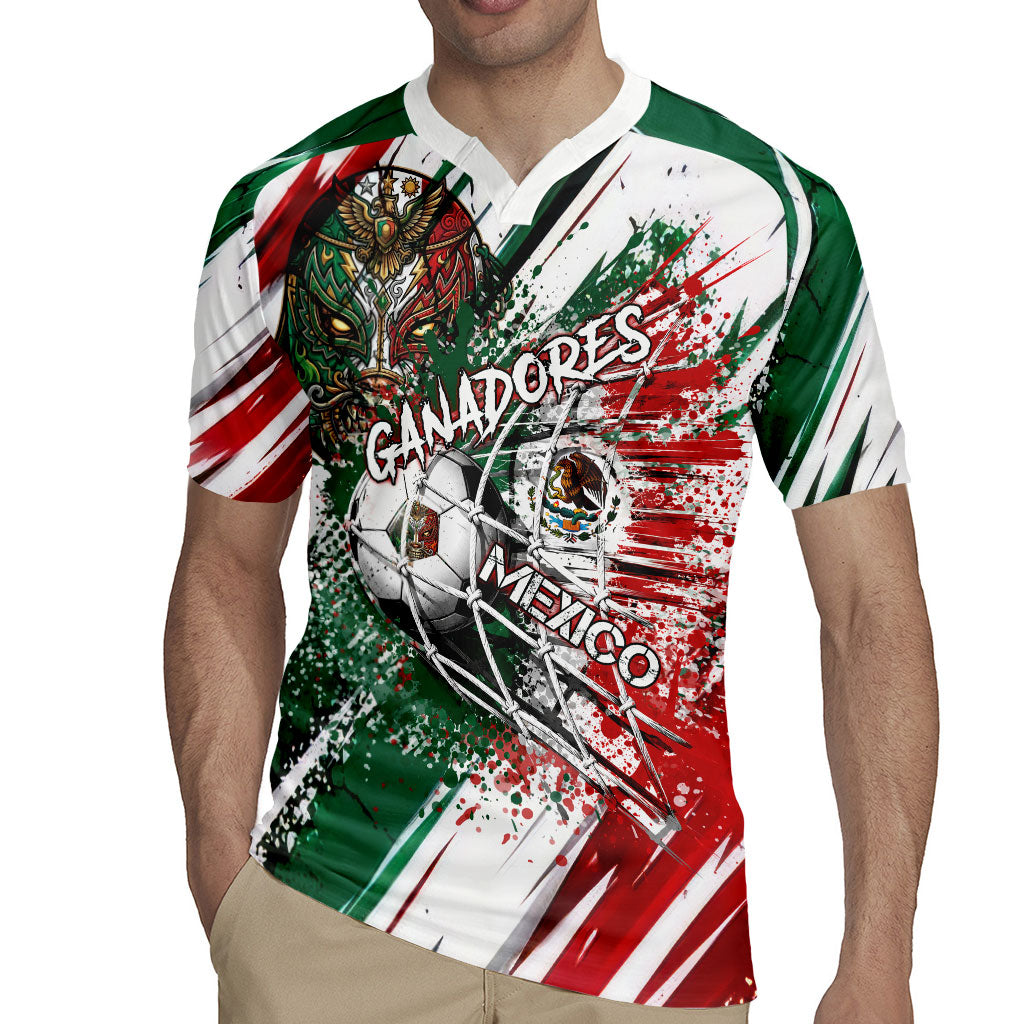 Personalized Mexico Football Ganadores Rugby Jersey Aztec Jaguar Cultural Heritage Soccer Art