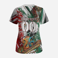 Personalized Mexico Football Ganadores Scrub Top Aztec Jaguar Cultural Heritage Soccer Art