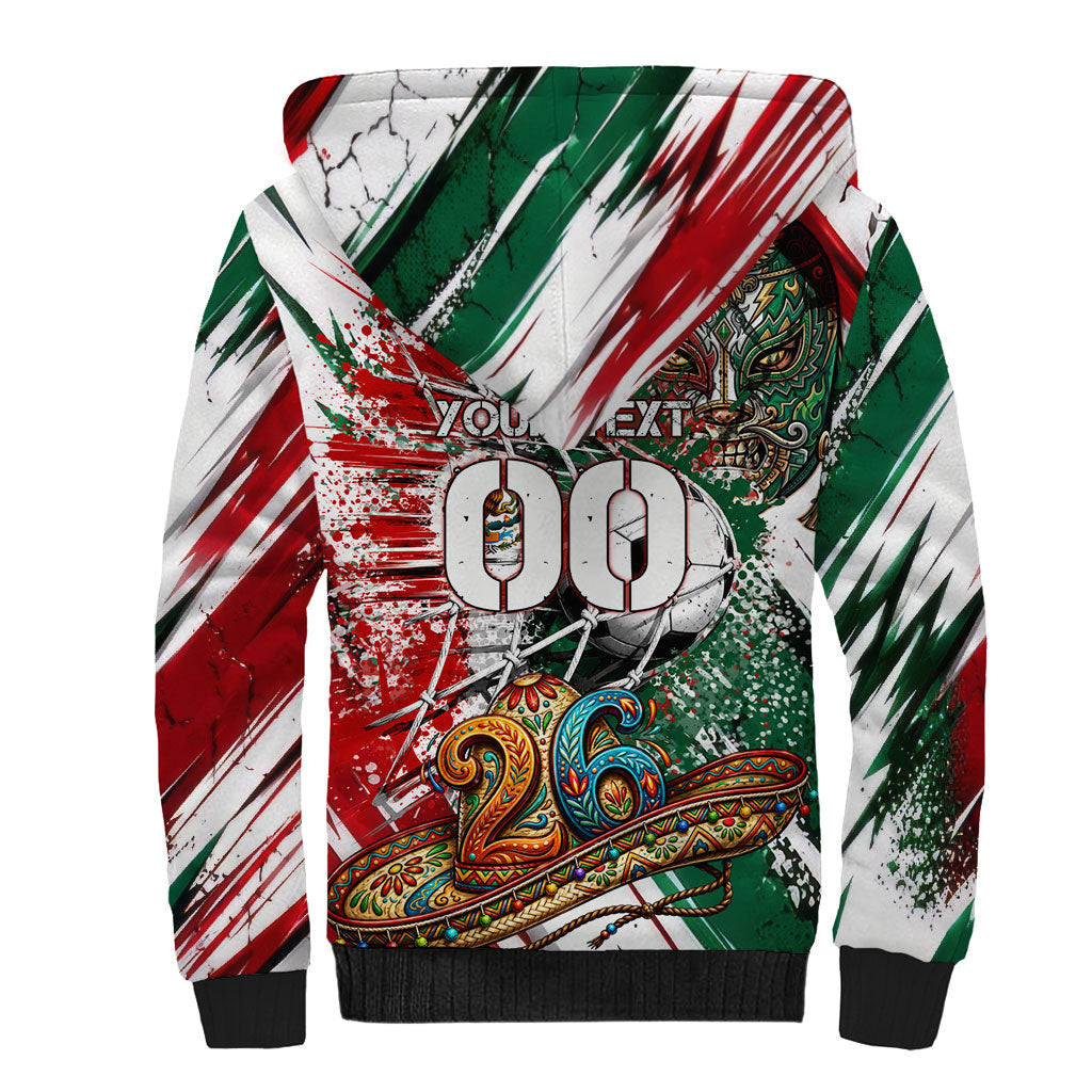 Personalized Mexico Football Ganadores Sherpa Hoodie Aztec Jaguar Cultural Heritage Soccer Art