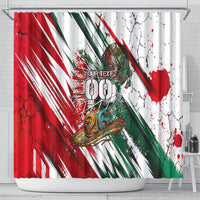Personalized Mexico Football Ganadores Shower Curtain Aztec Jaguar Cultural Heritage Soccer Art