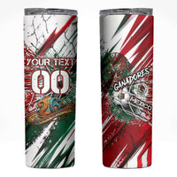 Personalized Mexico Football Ganadores Skinny Tumbler Aztec Jaguar Cultural Heritage Soccer Art