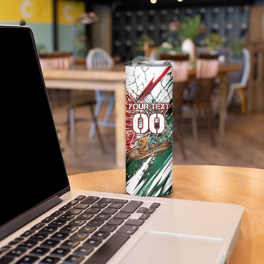 Personalized Mexico Football Ganadores Skinny Tumbler Aztec Jaguar Cultural Heritage Soccer Art
