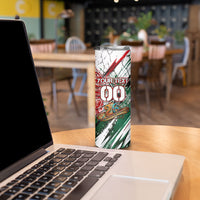 Personalized Mexico Football Ganadores Skinny Tumbler Aztec Jaguar Cultural Heritage Soccer Art