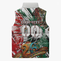 Personalized Mexico Football Ganadores Sleeveless Puffer Jacket Aztec Jaguar Cultural Heritage Soccer Art