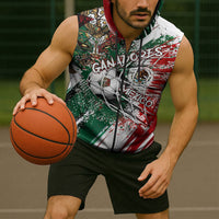 Personalized Mexico Football Ganadores Sleeveless Zip Hoodie Aztec Jaguar Cultural Heritage Soccer Art