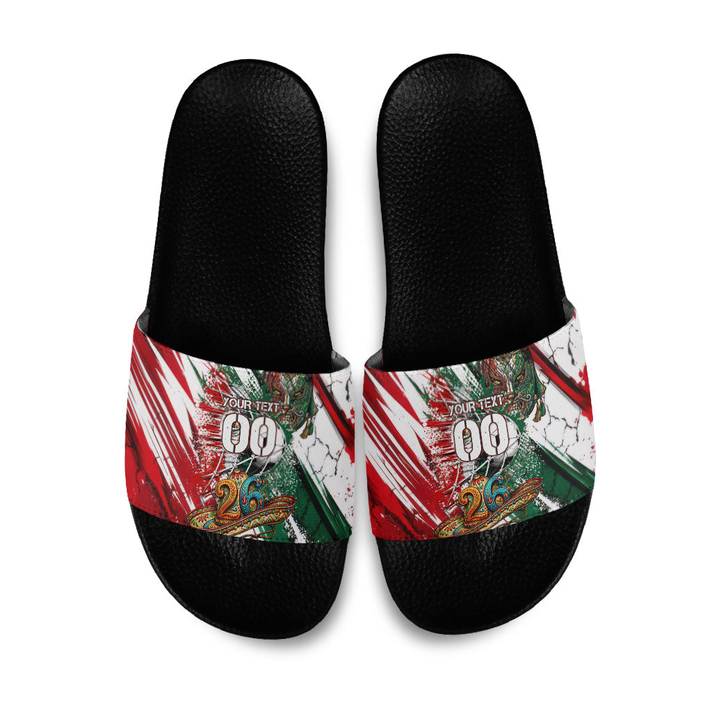 Personalized Mexico Football Ganadores Slide Sandals Aztec Jaguar Cultural Heritage Soccer Art