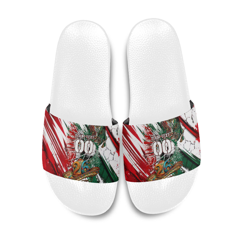 Personalized Mexico Football Ganadores Slide Sandals Aztec Jaguar Cultural Heritage Soccer Art