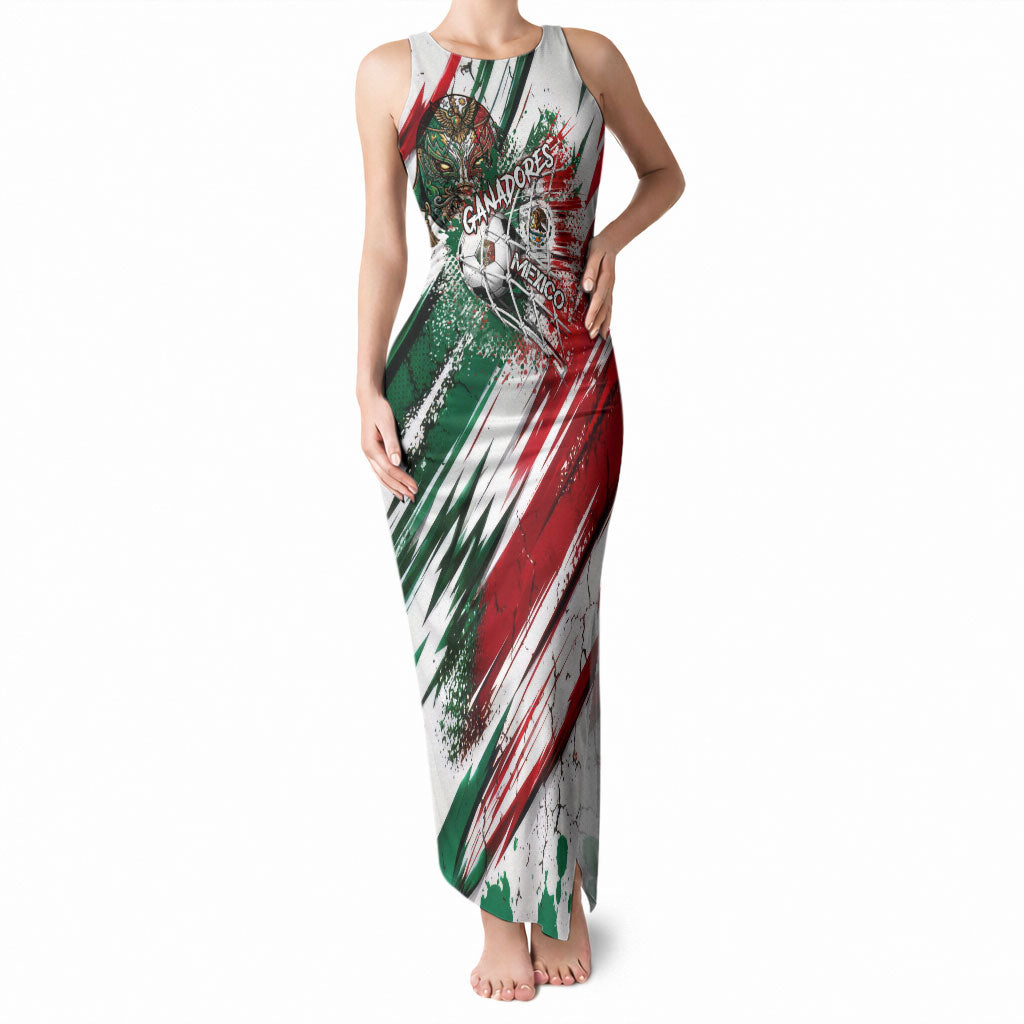 Personalized Mexico Football Ganadores Tank Maxi Dress Aztec Jaguar Cultural Heritage Soccer Art