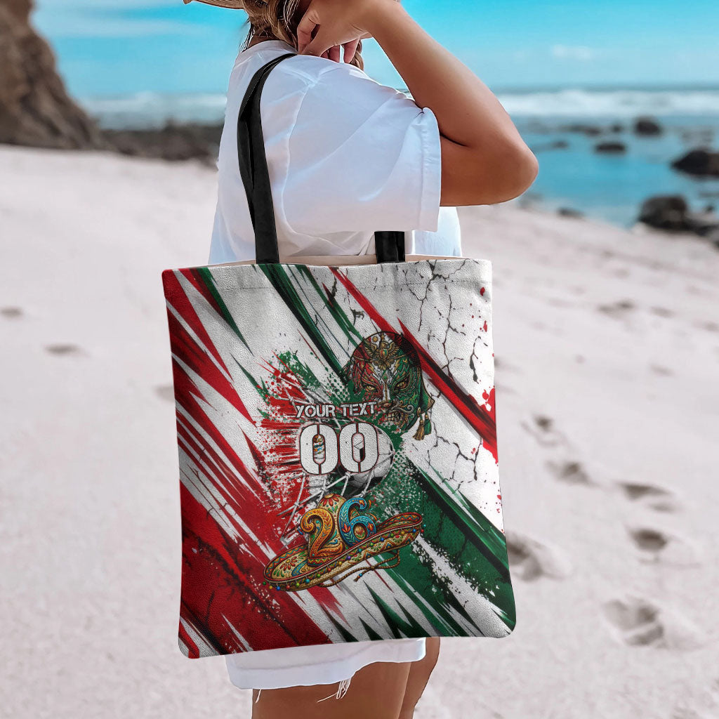 Personalized Mexico Football Ganadores Tote Bag Aztec Jaguar Cultural Heritage Soccer Art