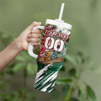 Personalized Mexico Football Ganadores Tumbler With Handle Aztec Jaguar Cultural Heritage Soccer Art