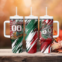 Personalized Mexico Football Ganadores Tumbler With Handle Aztec Jaguar Cultural Heritage Soccer Art
