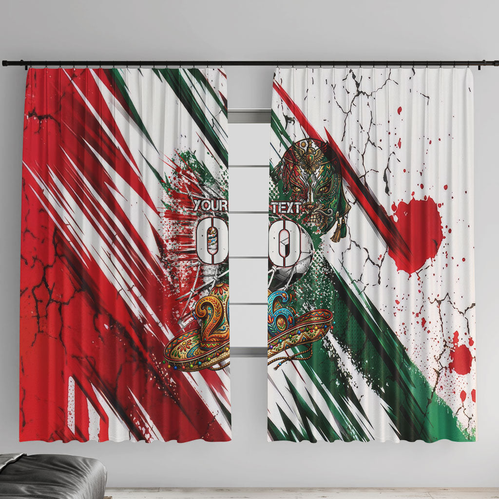 Personalized Mexico Football Ganadores Window Curtain Aztec Jaguar Cultural Heritage Soccer Art