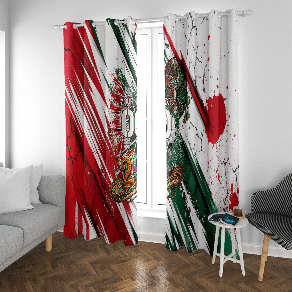 Personalized Mexico Football Ganadores Window Curtain Aztec Jaguar Cultural Heritage Soccer Art