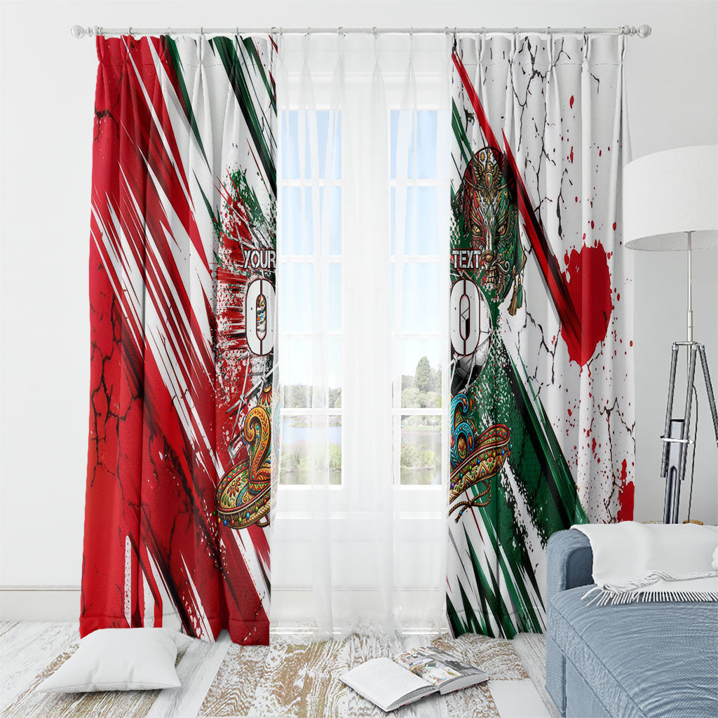 Personalized Mexico Football Ganadores Window Curtain Aztec Jaguar Cultural Heritage Soccer Art