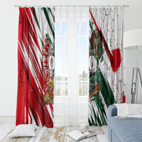 Personalized Mexico Football Ganadores Window Curtain Aztec Jaguar Cultural Heritage Soccer Art