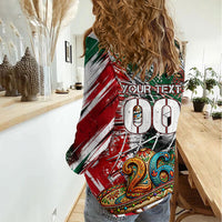 Personalized Mexico Football Ganadores Women Casual Shirt Aztec Jaguar Cultural Heritage Soccer Art