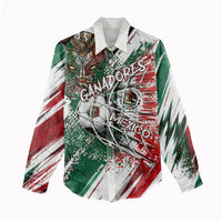 Personalized Mexico Football Ganadores Women Casual Shirt Aztec Jaguar Cultural Heritage Soccer Art
