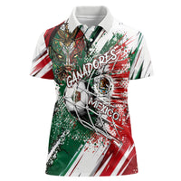 Personalized Mexico Football Ganadores Women Polo Shirt Aztec Jaguar Cultural Heritage Soccer Art