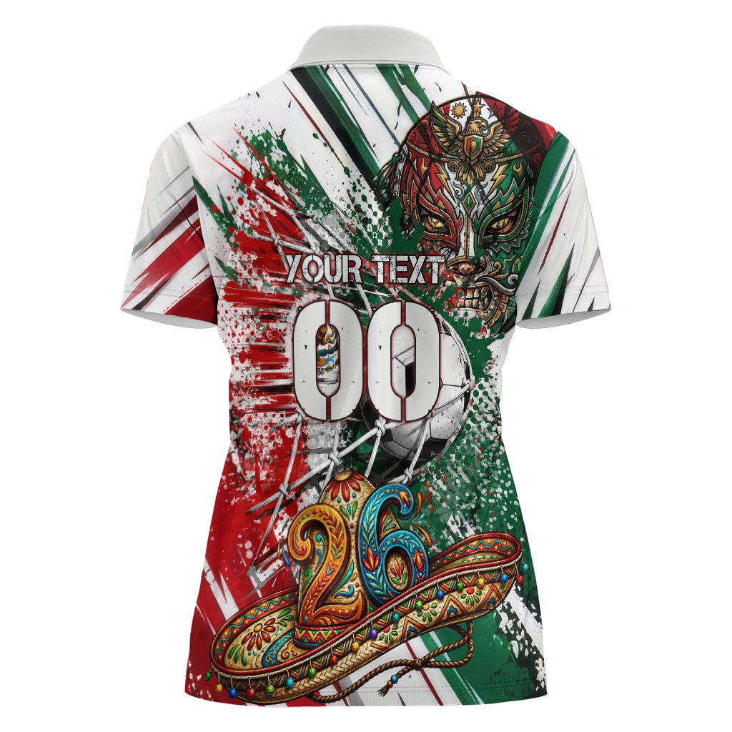Personalized Mexico Football Ganadores Women Polo Shirt Aztec Jaguar Cultural Heritage Soccer Art