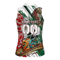 Personalized Mexico Football Ganadores Women Sleeveless Polo Shirt Aztec Jaguar Cultural Heritage Soccer Art