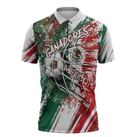 Personalized Mexico Football Ganadores Zipper Polo Shirt Aztec Jaguar Cultural Heritage Soccer Art