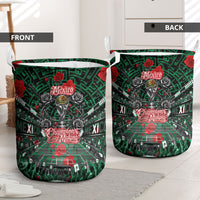 Mexico Football Golden Eagle Champions Laundry Basket Aztec Geometric Pattern Red Rose