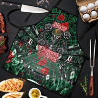 Mexico Football Golden Eagle Champions Apron Aztec Geometric Pattern Red Rose