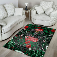 Mexico Football Golden Eagle Champions Area Rug Aztec Geometric Pattern Red Rose