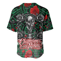 Mexico Football Golden Eagle Champions Baseball Jersey Aztec Geometric Pattern Red Rose