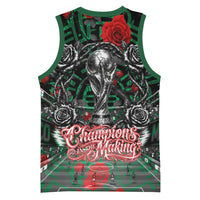 Mexico Football Golden Eagle Champions Basketball Jersey Aztec Geometric Pattern Red Rose