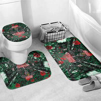 Mexico Football Golden Eagle Champions Bathroom Set Aztec Geometric Pattern Red Rose
