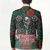 Mexico Football Golden Eagle Champions Blazer Aztec Geometric Pattern Red Rose