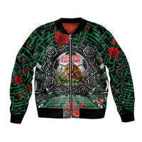 Mexico Football Golden Eagle Champions Bomber Jacket Aztec Geometric Pattern Red Rose