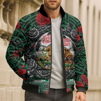 Mexico Football Golden Eagle Champions Bomber Puffer Jacket Aztec Geometric Pattern Red Rose