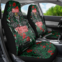 Mexico Football Golden Eagle Champions Car Seat Cover Aztec Geometric Pattern Red Rose