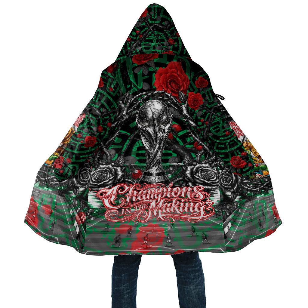Mexico Football Golden Eagle Champions Cloak Aztec Geometric Pattern Red Rose
