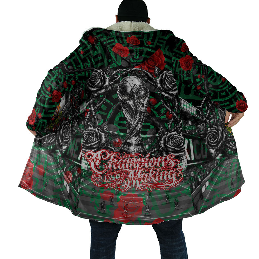 Mexico Football Golden Eagle Champions Cloak Aztec Geometric Pattern Red Rose