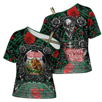 Mexico Football Golden Eagle Champions Cross Shoulder Shirt Aztec Geometric Pattern Red Rose