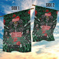 Mexico Football Golden Eagle Champions Garden Flag Aztec Geometric Pattern Red Rose