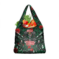 Mexico Football Golden Eagle Champions Grocery Bag Aztec Geometric Pattern Red Rose