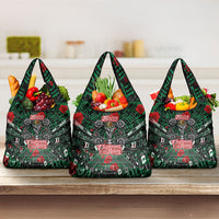Mexico Football Golden Eagle Champions Grocery Bag Aztec Geometric Pattern Red Rose