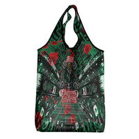 Mexico Football Golden Eagle Champions Grocery Bag Aztec Geometric Pattern Red Rose