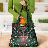 Mexico Football Golden Eagle Champions Grocery Bag Aztec Geometric Pattern Red Rose