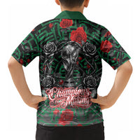 Mexico Football Golden Eagle Champions Hawaiian Shirt Aztec Geometric Pattern Red Rose