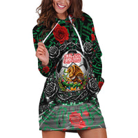 Mexico Football Golden Eagle Champions Hoodie Dress Aztec Geometric Pattern Red Rose
